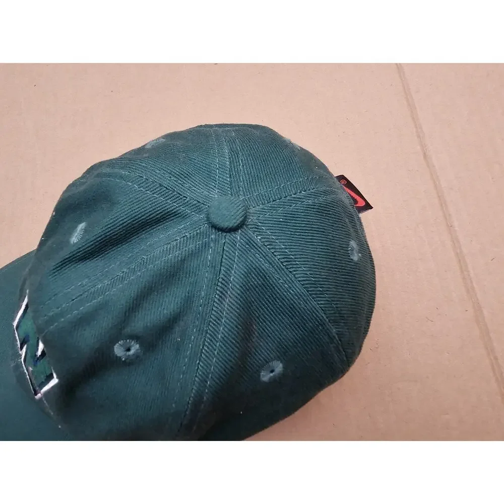 Vintage 90's NIKE N LOGO Snapback Hat Green Spellout Under Brim Y2K Youth Kids